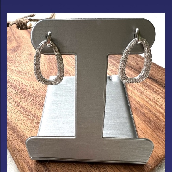 Sparkling Silver Teardrop Earrings with Pavé Crystals - Picture 2 of 2